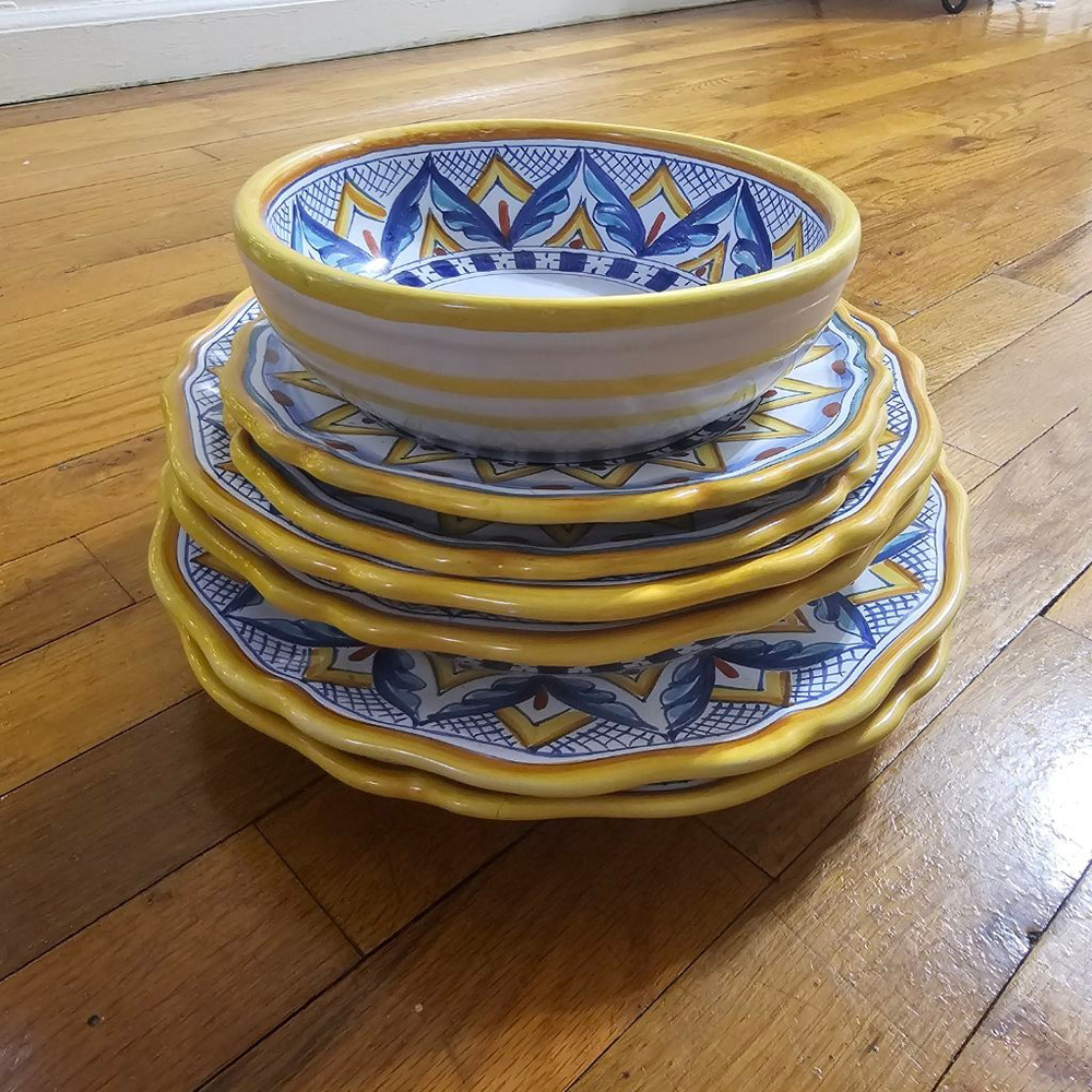 Ceramiche Casola Dinnerware Set White Yellow Blue